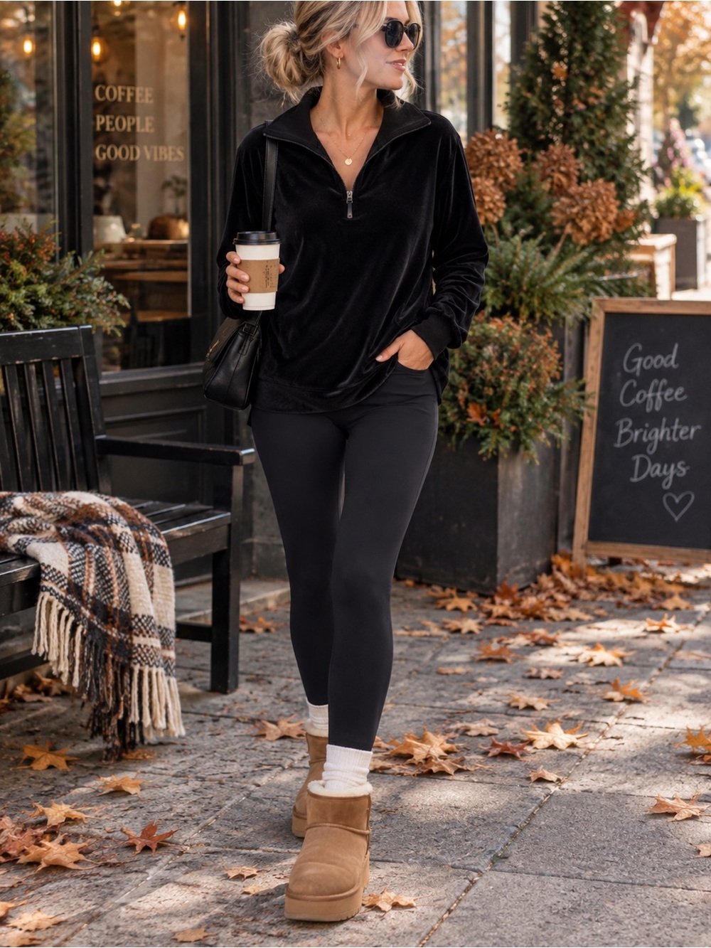Spanx Black Velour Half Zip Pullover Women’s Small Soft Stretch